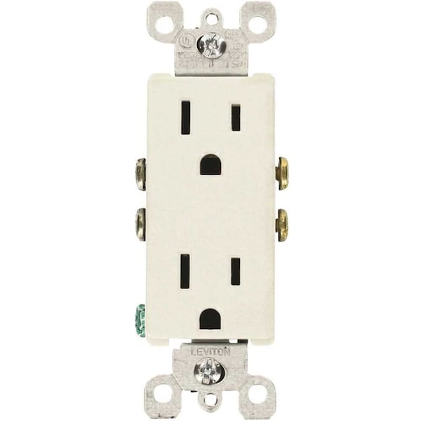 Straight Blade Receptacle, 5-15R, 15 A, 125V AC, 2 Pole, 3 Wire, Grounded